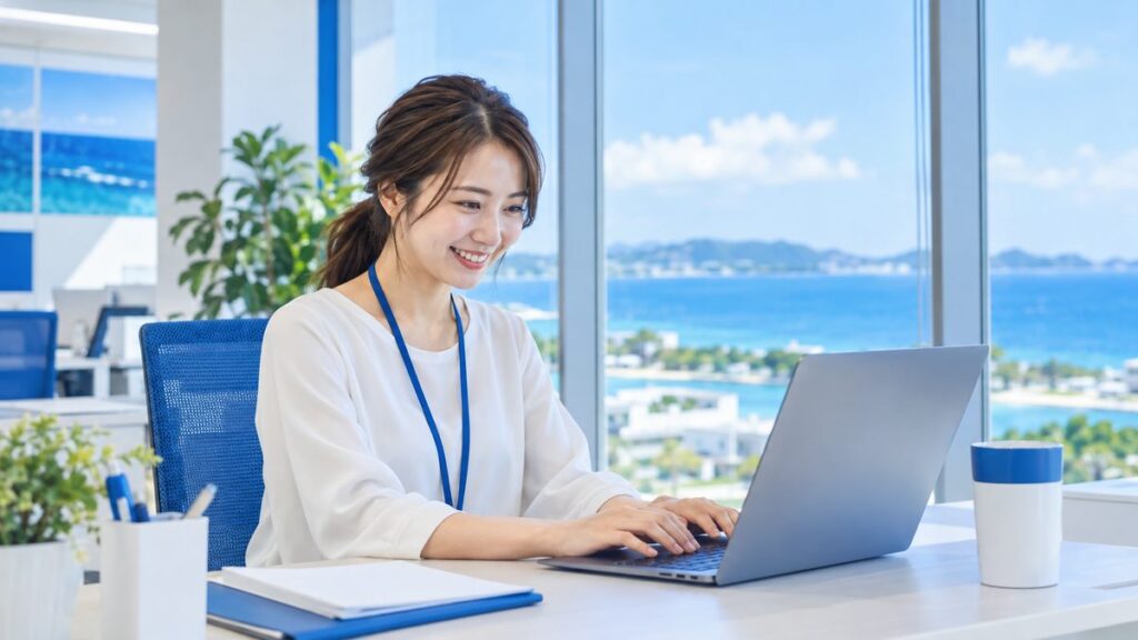 快適に動くパソコンで仕事をする会社員