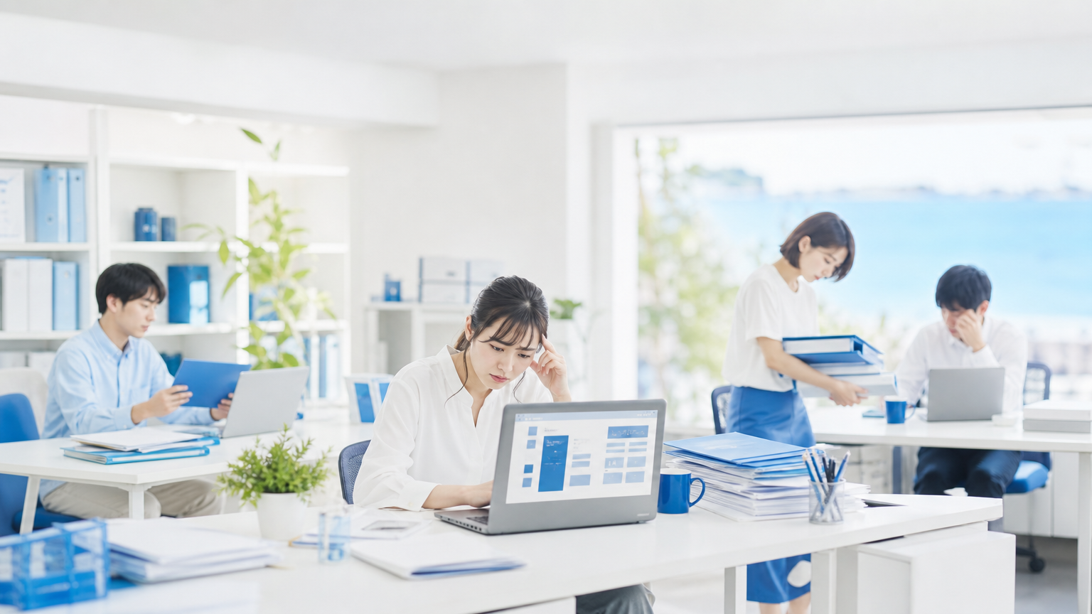 人手不足で新しいツールを使いこなせない沖縄の中小企業のオフィス